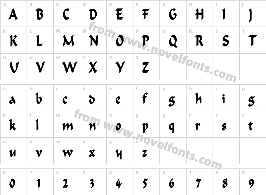 Flat Brush Thin BoldCharacter Map