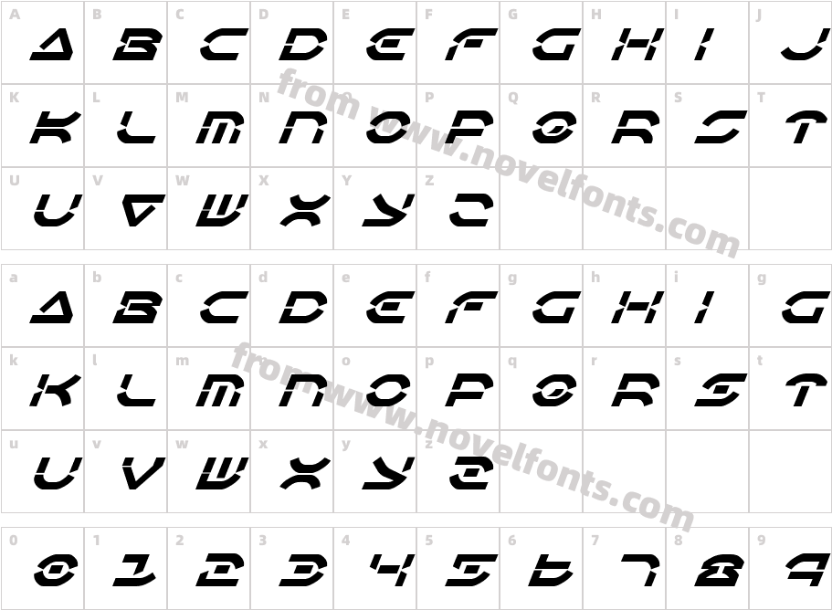 OberonDeuxItalicCharacter Map