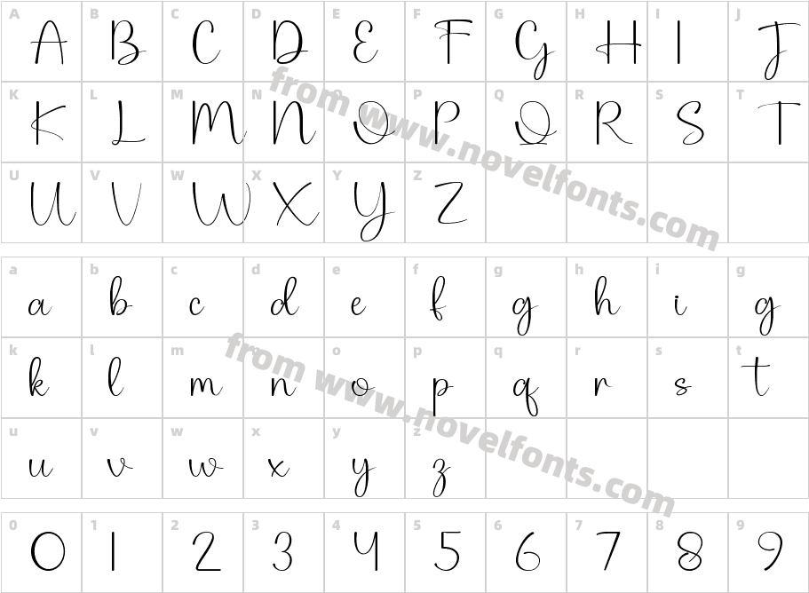 OfalthineChaligraphyRegularCharacter Map