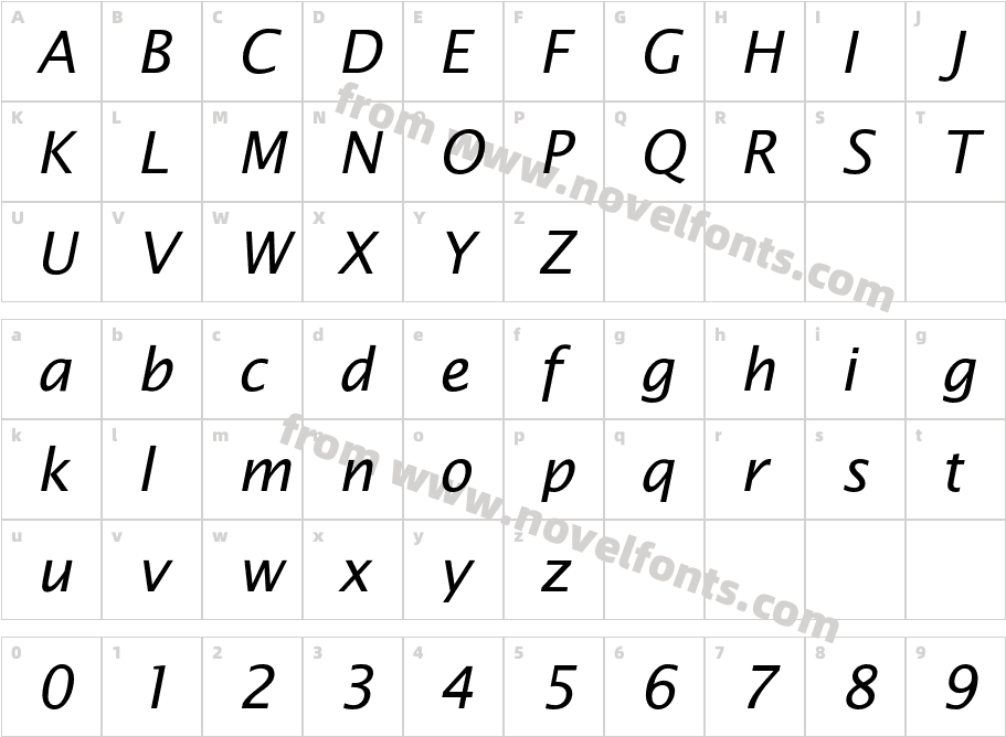 OfficeTypeSansC-ItalicCharacter Map