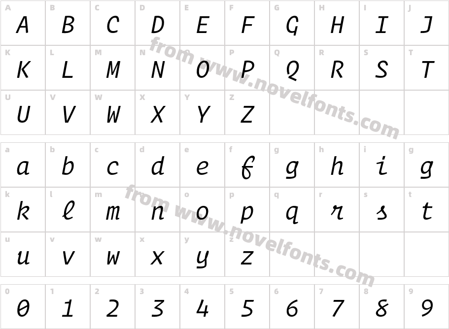 OperatorMono-BookItalicCharacter Map