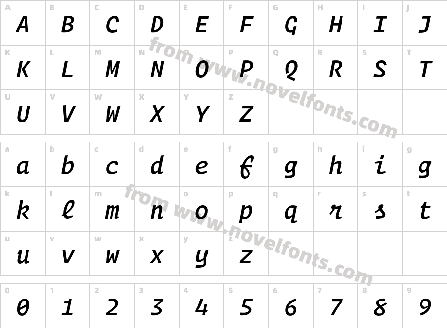 OperatorMono-MediumItalicCharacter Map