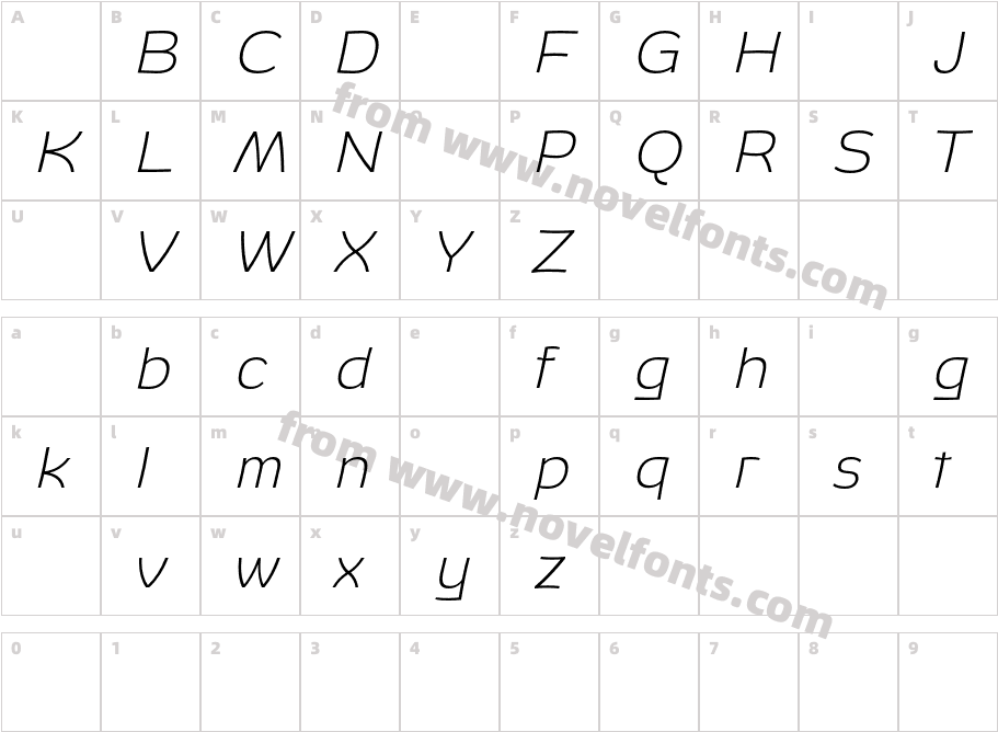 OpkropDemoExtralightItalic-VGxZeCharacter Map