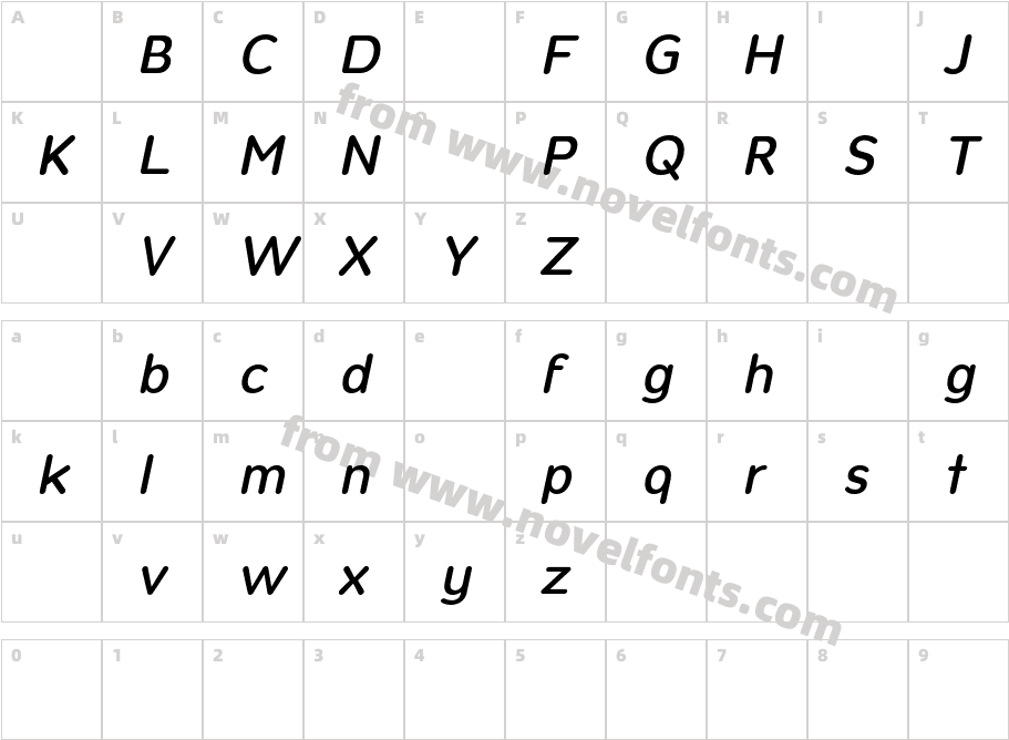 Opun DEMO Medium ItalicCharacter Map