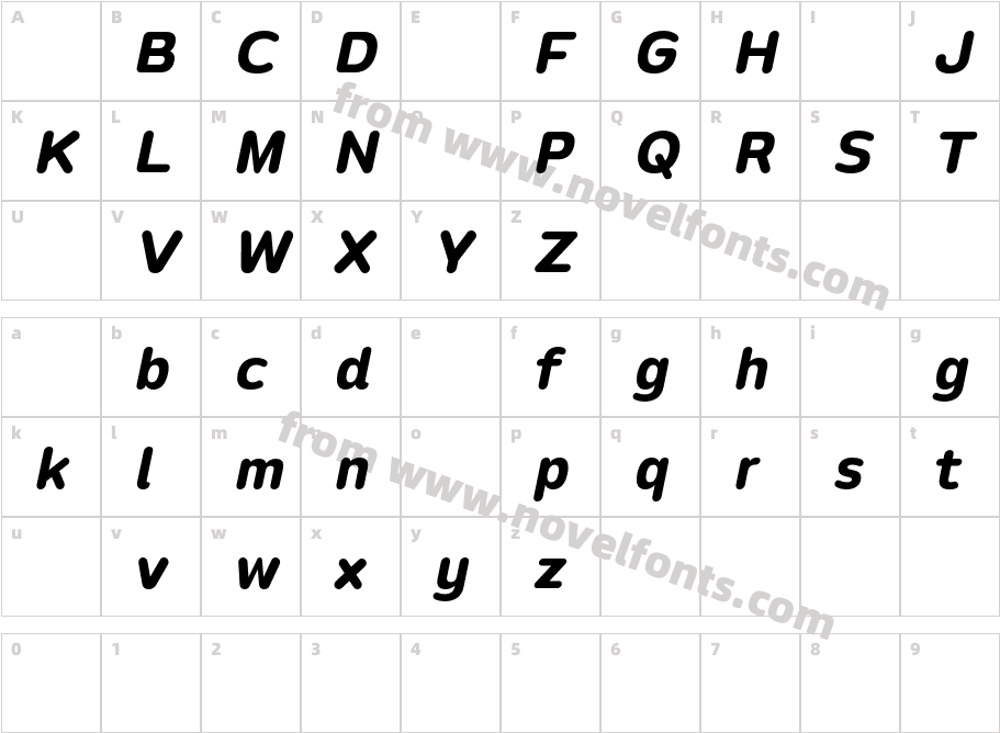 Opun Loop DEMO Bold ItalicCharacter Map