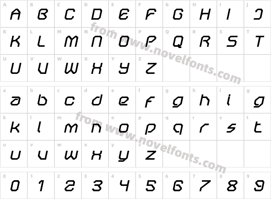 OricNeo-BoldItalicCharacter Map