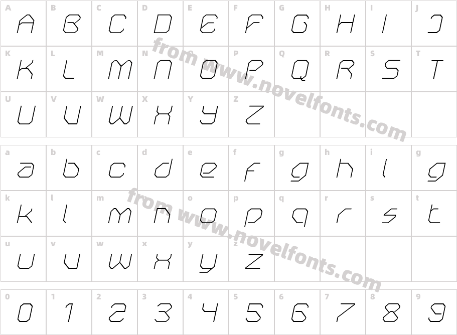 OricNeo-ThinItalicCharacter Map