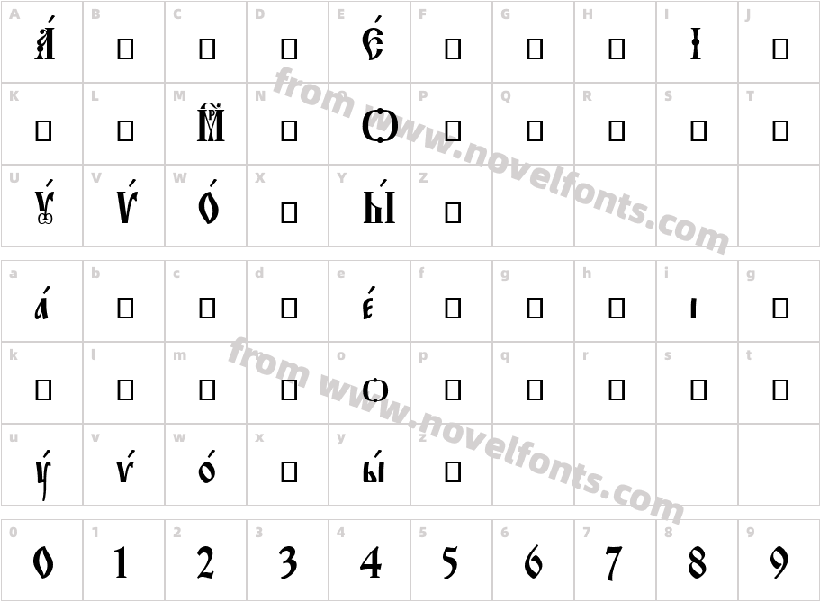 Orthodox.tt-eRoos-SpacedOutCharacter Map