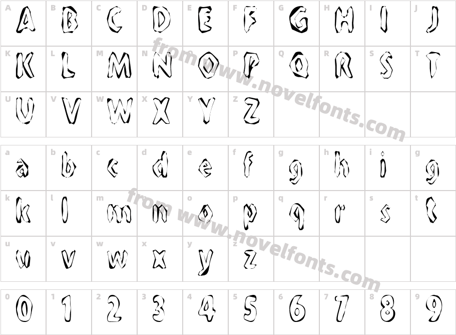 FlintPrintCondensedRegularSWFTECharacter Map