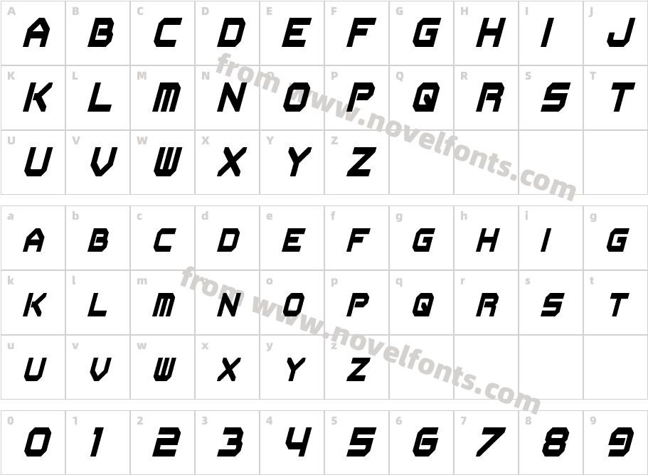 Flipbash Condensed ItalicCharacter Map