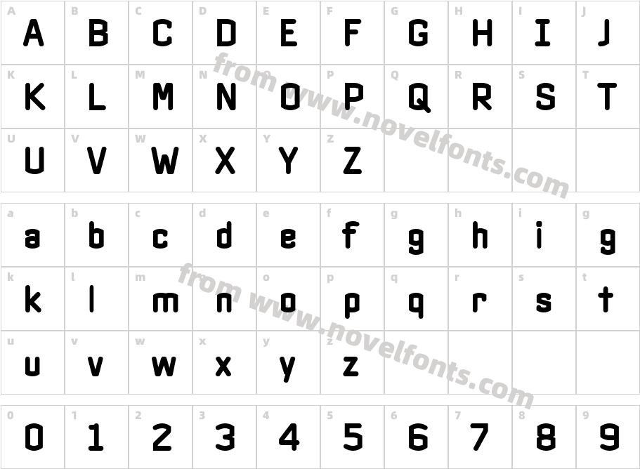 PFInterface BoldCharacter Map