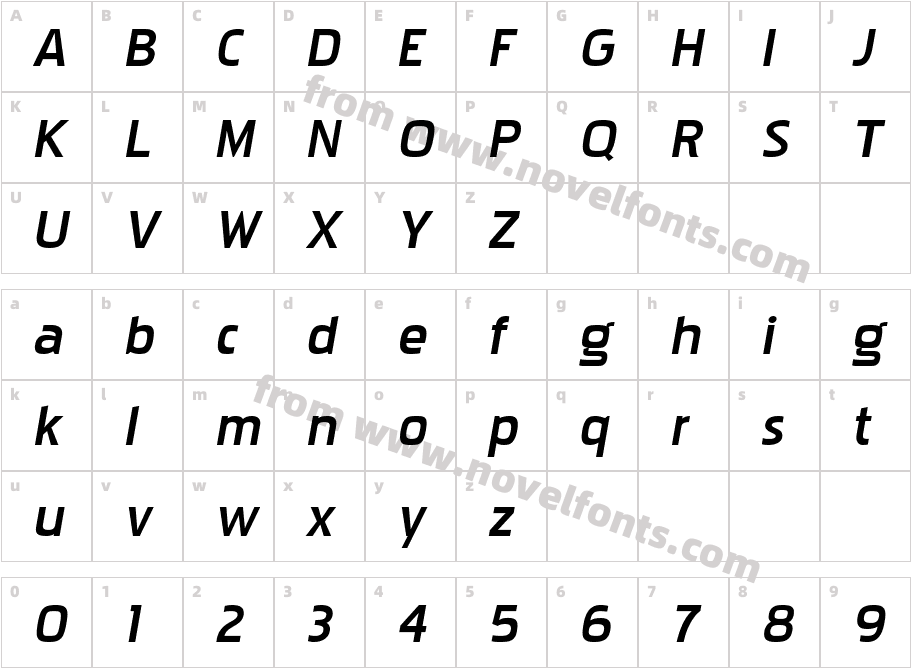 PakenhamXpRg-BoldItalicCharacter Map