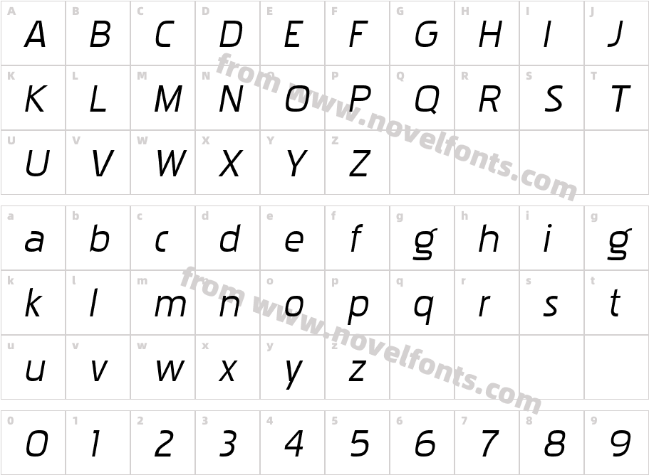 PakenhamXpRg-ItalicCharacter Map