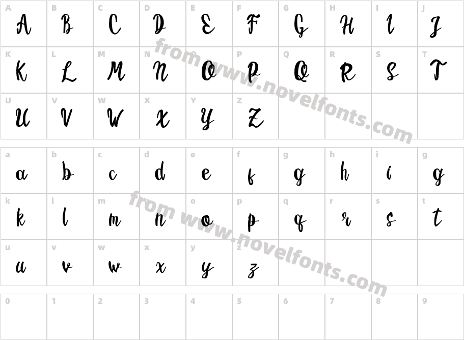 Parlent Demo RegularCharacter Map