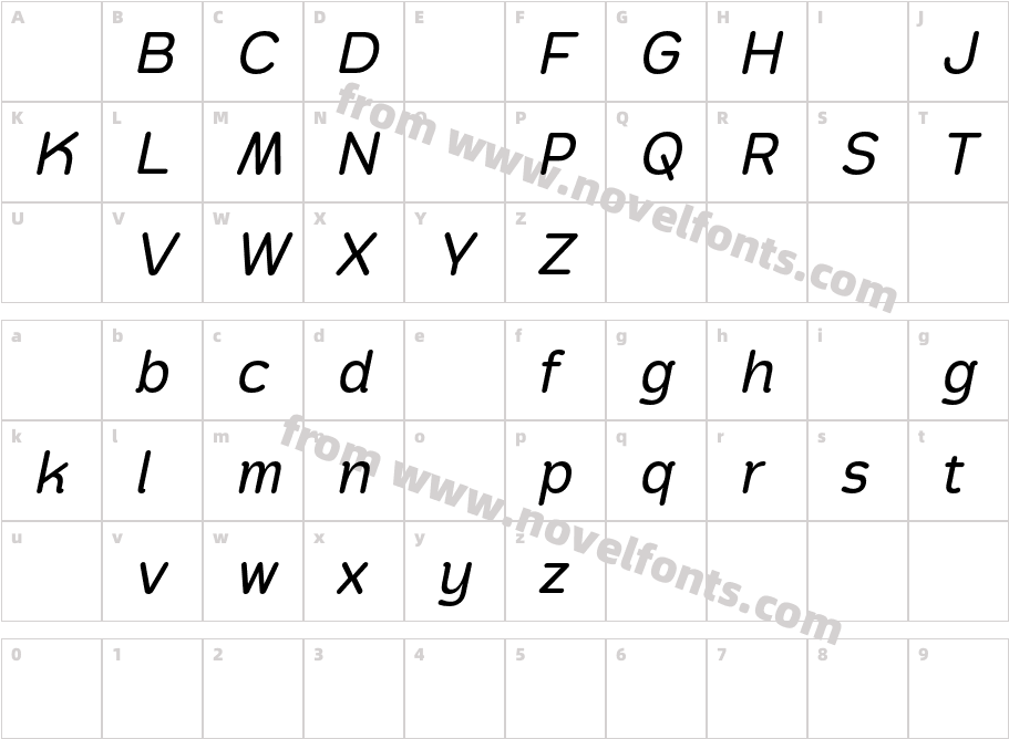 Pawmor DEMO ItalicCharacter Map