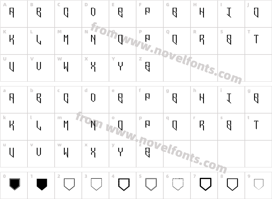 Pentagram Light TwoLetterCharacter Map