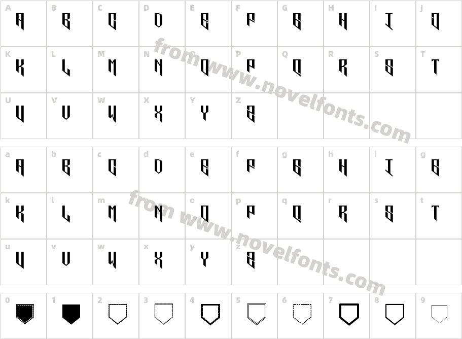 Pentagram SemiBold TwoLetterCharacter Map