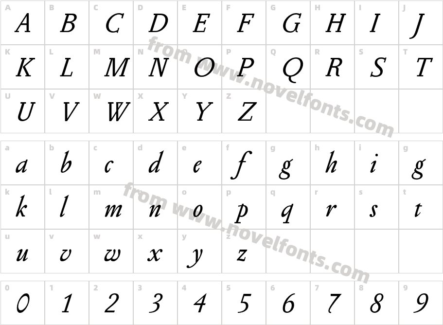 Pentagramme-ItalicCharacter Map