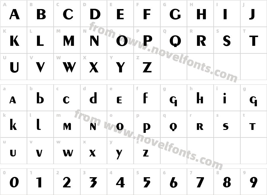 PeoriaBoldCharacter Map