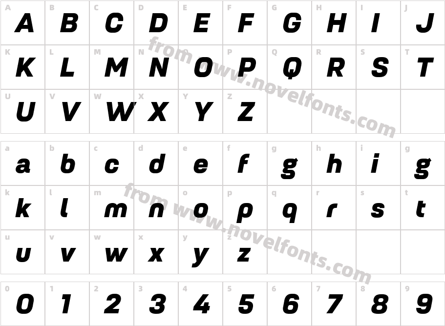 Petrov Sans Black ItalicCharacter Map