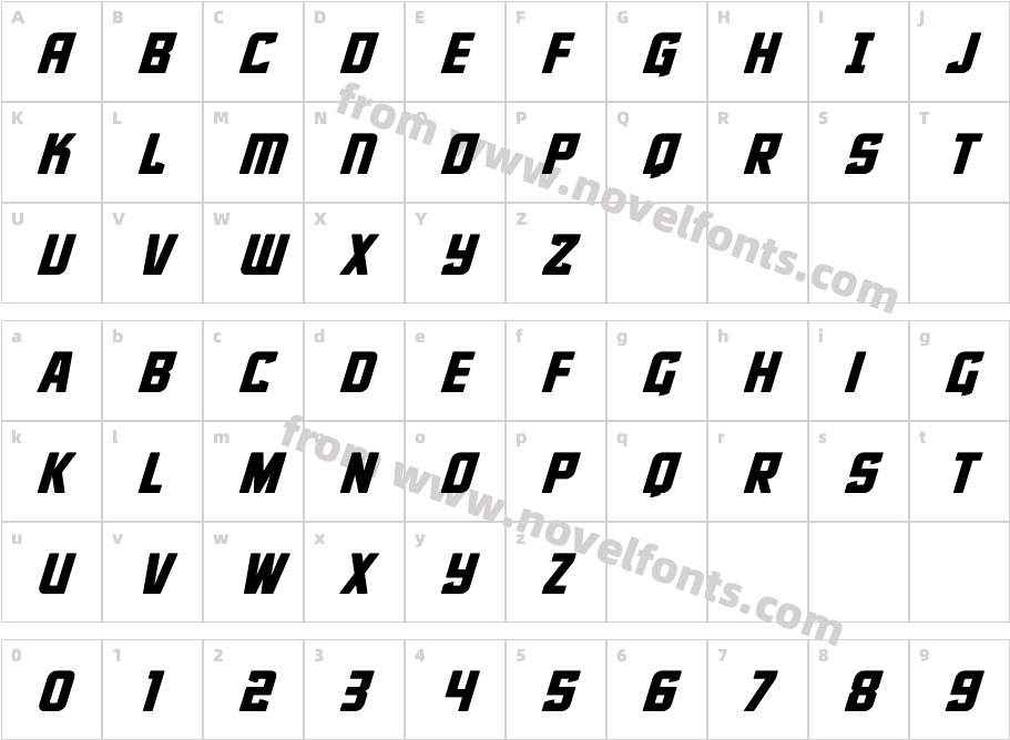 Phantom Storm Expanded ItalicCharacter Map