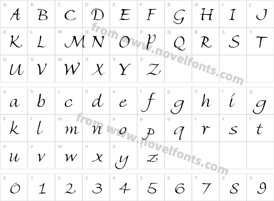 FlorentineScript RegularCharacter Map