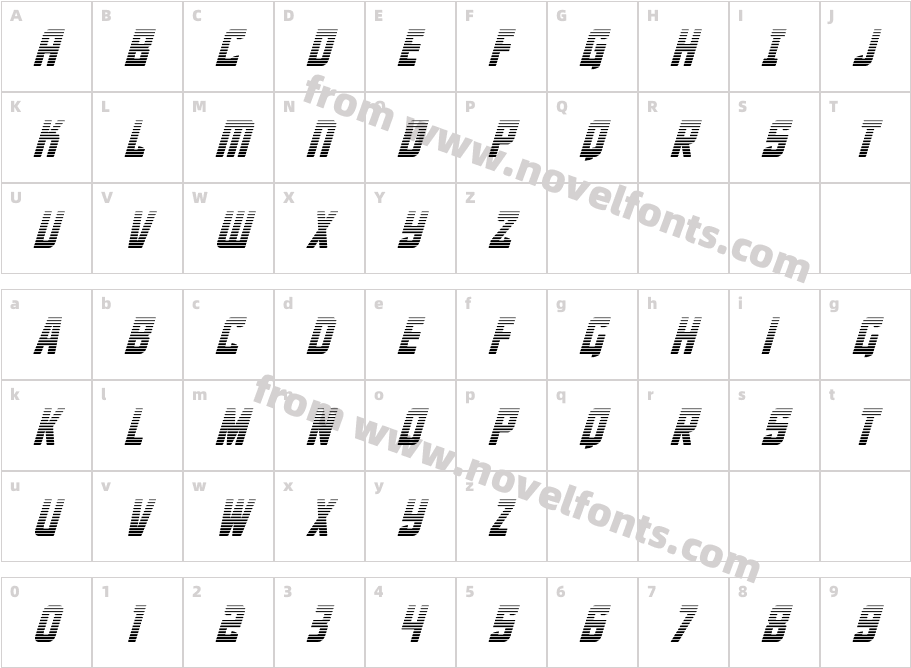 Phantom Storm Gradient ItalicCharacter Map