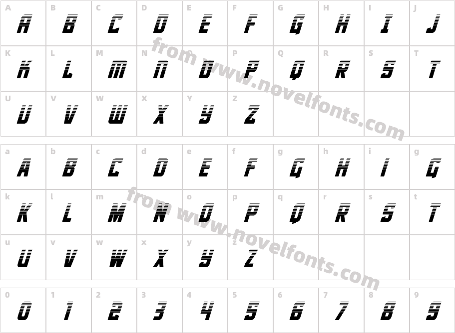 Phantom Storm Halftone ItalicCharacter Map