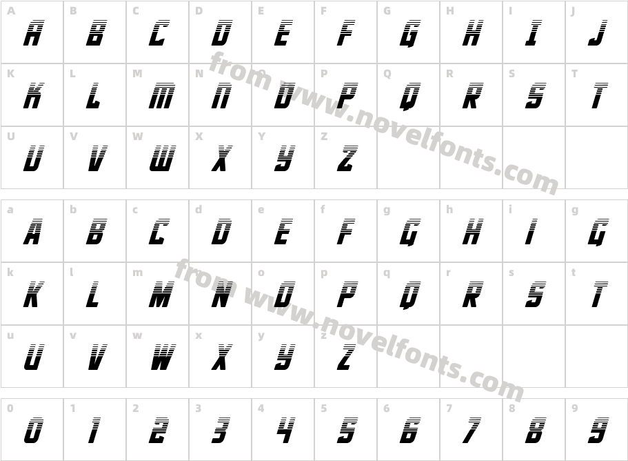 Phantom Storm Halftone ItalicCharacter Map