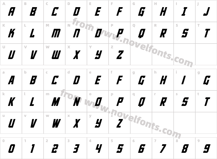 Phantom Storm ItalicCharacter Map