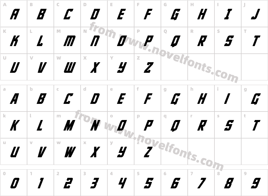 Phantom Storm Super-ItalicCharacter Map