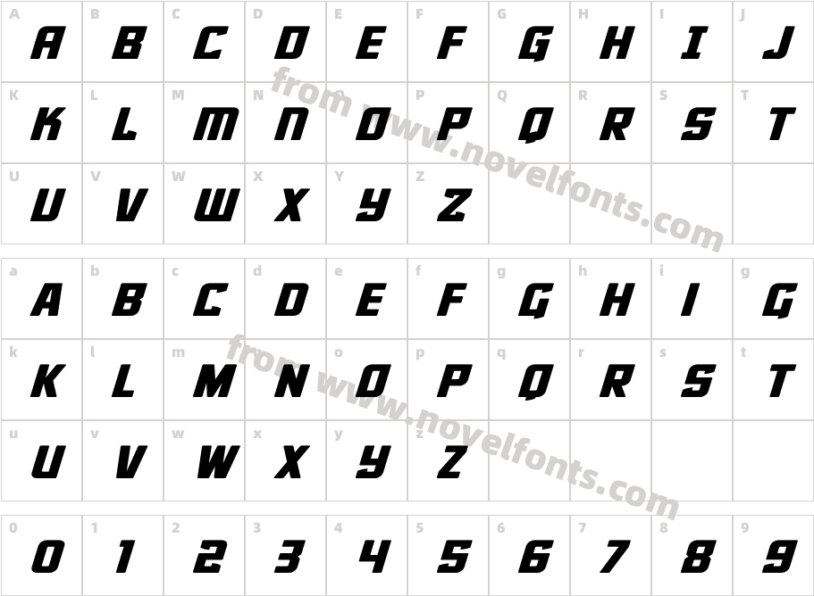 Phantom Storm Wide ItalicCharacter Map