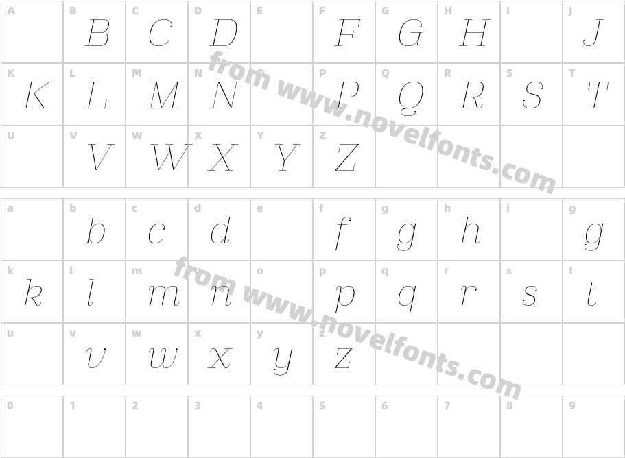 Phongphrai DEMO Thin ItalicCharacter Map