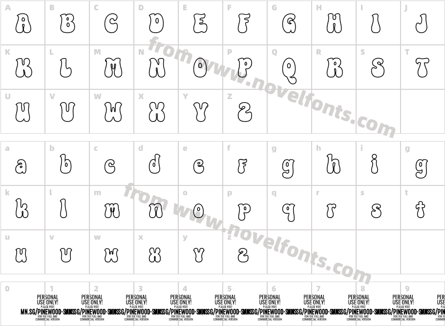 Pinewood Outline PERSONAL USE ItalicCharacter Map