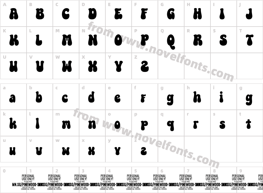 Pinewood Sans PERSONAL USE RegularCharacter Map