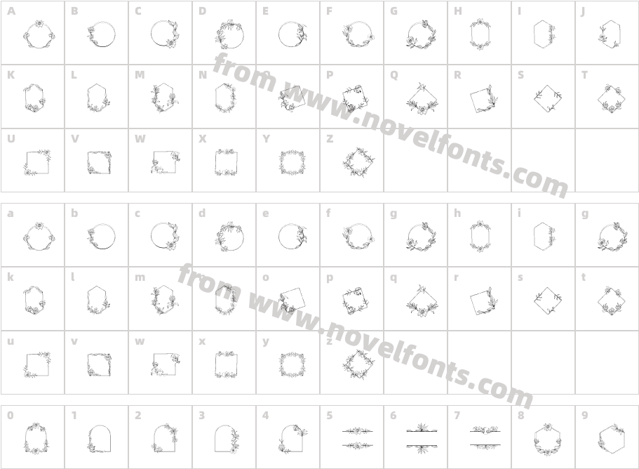 Florila FrameCharacter Map