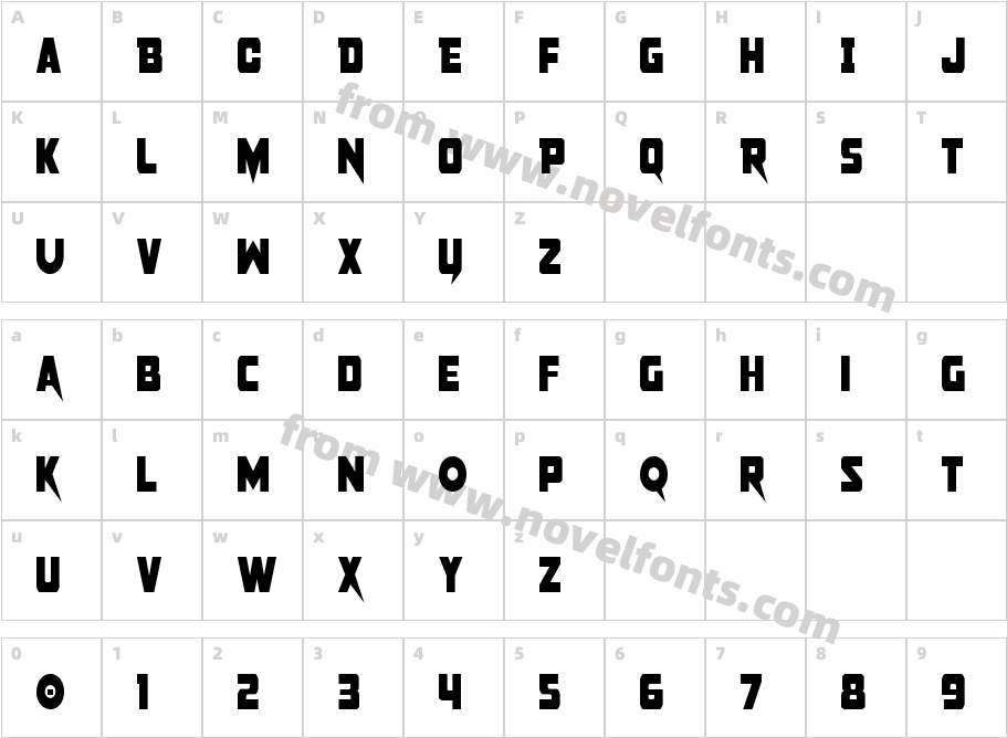 PistoleerCondensedCharacter Map