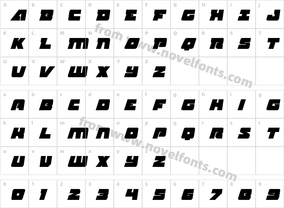 Planet Joust ItalicCharacter Map