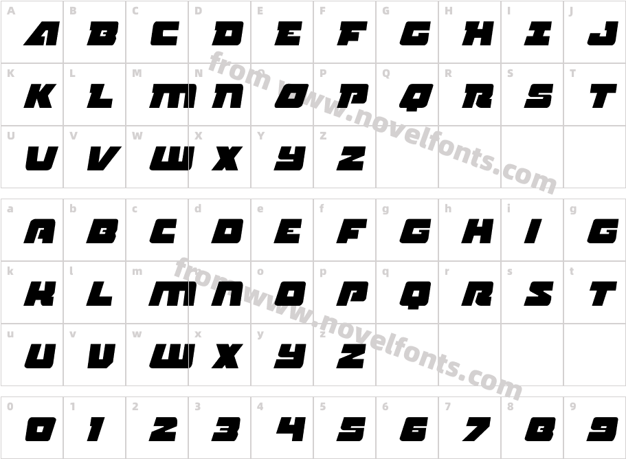 Planet Joust Light ItalicCharacter Map