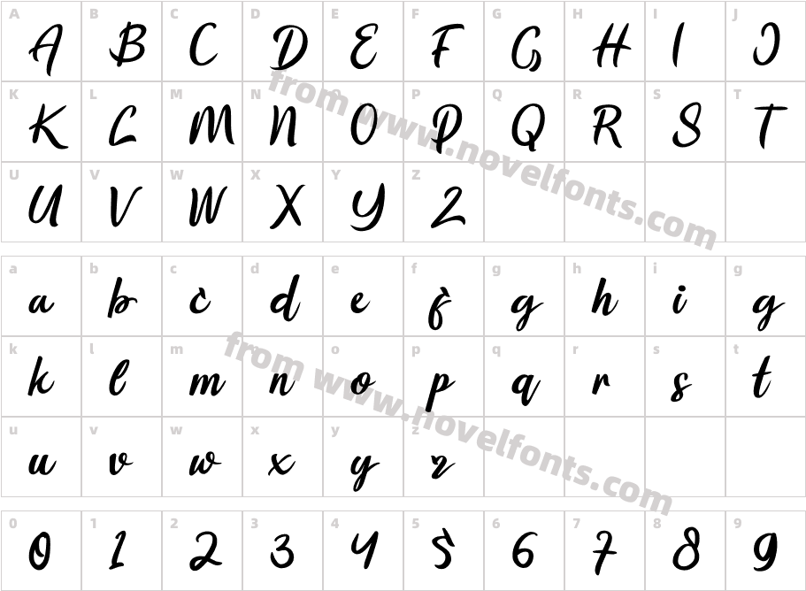 Flourissha ItalicCharacter Map