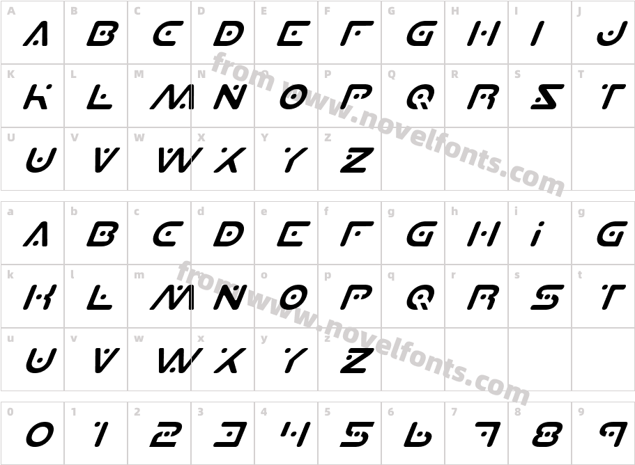 PlanetSItalicCharacter Map