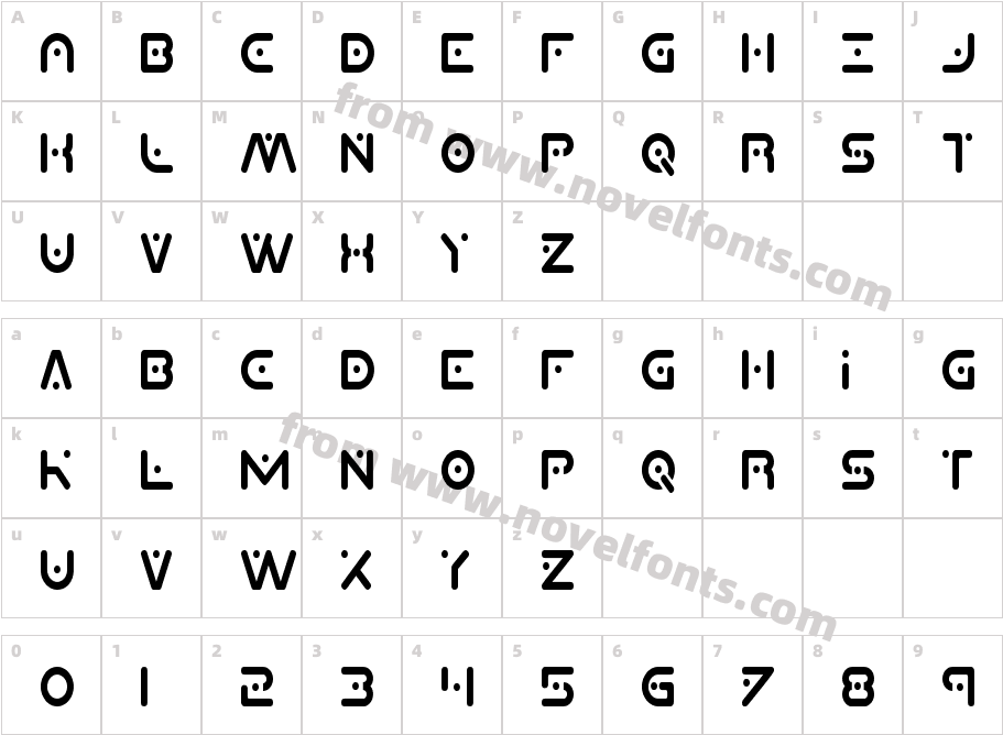 PlanetXCondensedCharacter Map