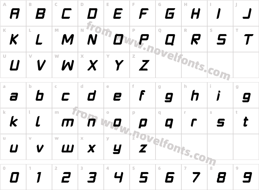 PlatformOne-BlackItalicCharacter Map