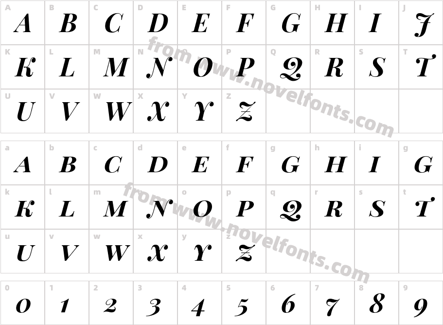 Playfair Display SC Bold ItalicCharacter Map