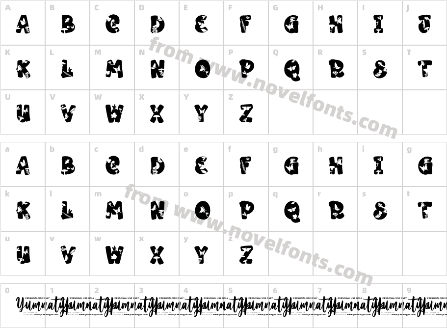 Playful Garden Personal UseCharacter Map