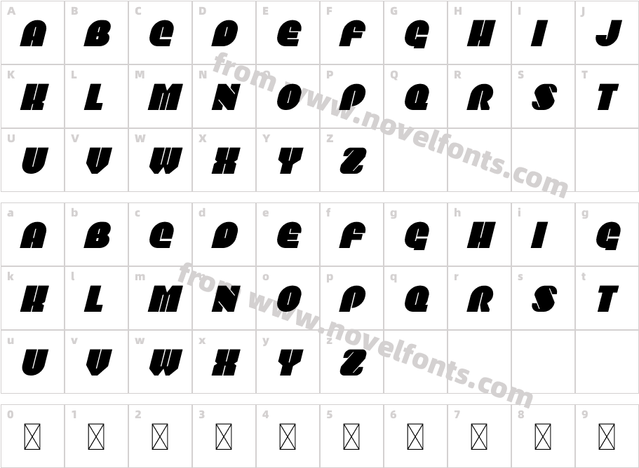 Polesitter ItalicCharacter Map