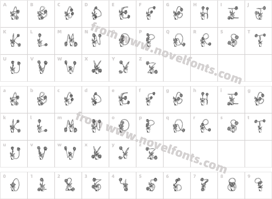 FlowerSketchesCharacter Map