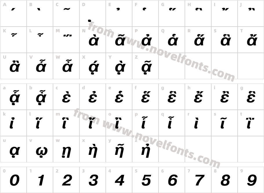 PragmaticaPG-BoldItalicCharacter Map