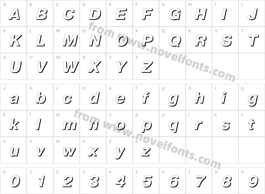 PragmaticaShadowC-ItalicCharacter Map