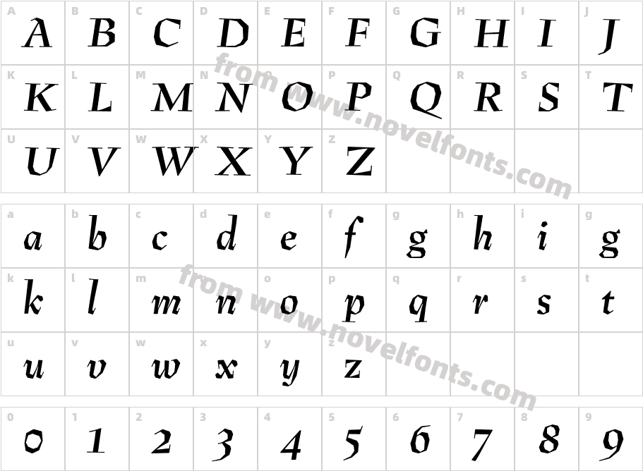 PreissigAntikva-BoldItalicCharacter Map